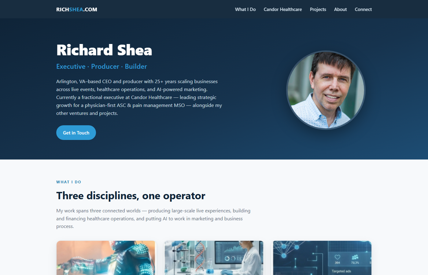 richshea.com homepage hero